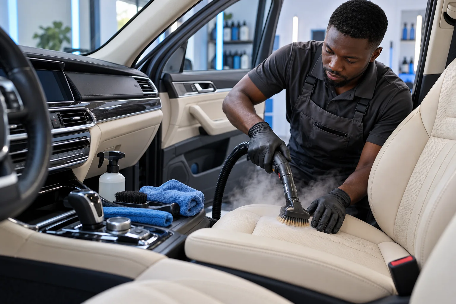 Professional interior steam cleaning and detailing
